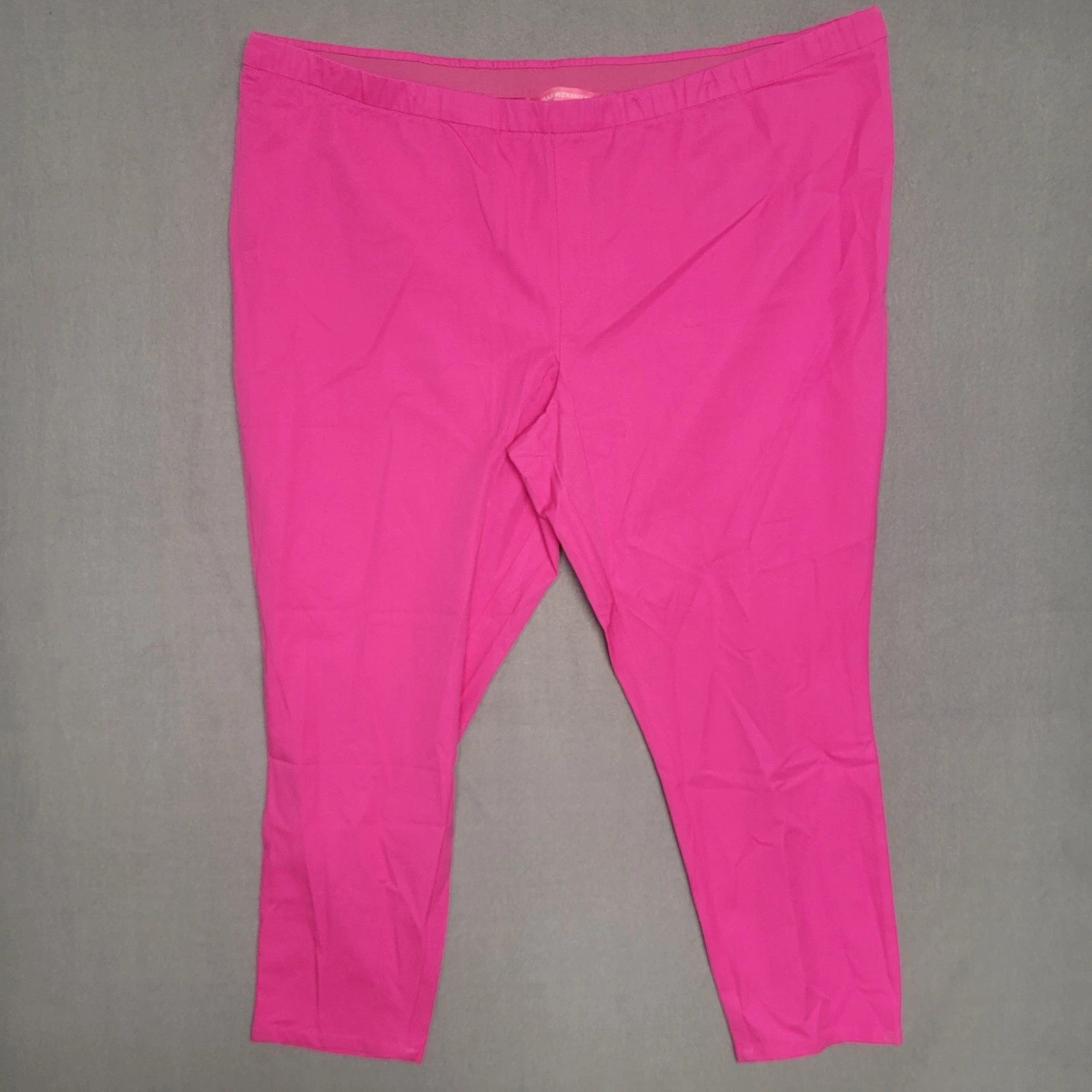 Isaac Mizrahi Live Pink Capri Pants Women's Size 30W Elastic Waist Cotton Blend