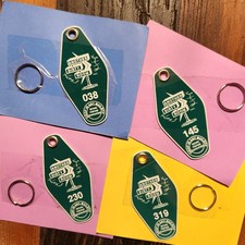 Another Dirty Room Keychain Autographed Dan Bell Motel Key Fob 'Pine-Sol Green'