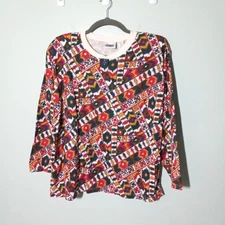 Vintage 90s Tee T-shirt size 1X 2X, Cotton Southwestern Western Red Green *hole