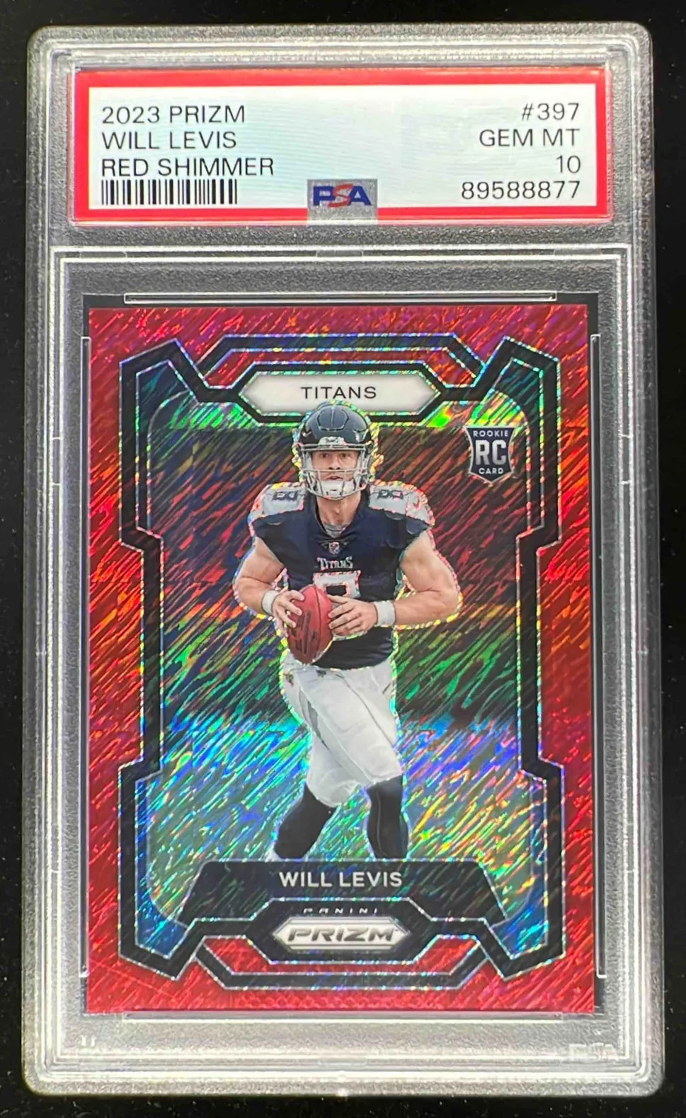 2023 Panini Prizm Red Shimmer Prizm #397 Will Levis RC /35 PSA 10