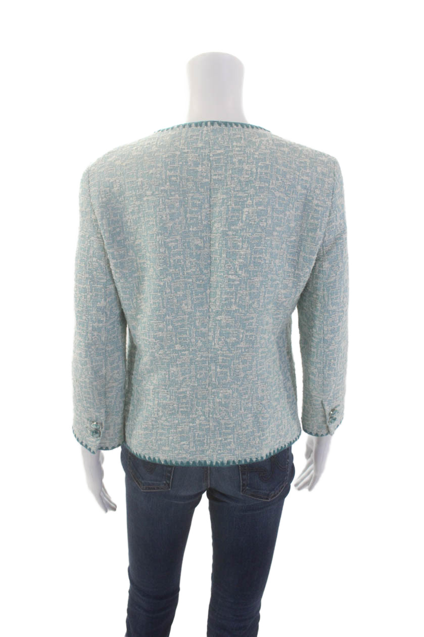 Zara Basic Womens Boucle Button Down Jacket Sky B… - image 4