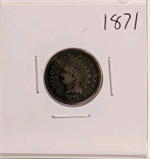 1871 P Philadelphia Indian Head One Cent IHC Better Date