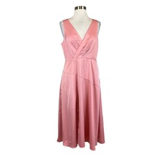 Aidan Mattox Women's Cocktail Dress Size 10 Pink Satin Sleeveless A-Line Midi