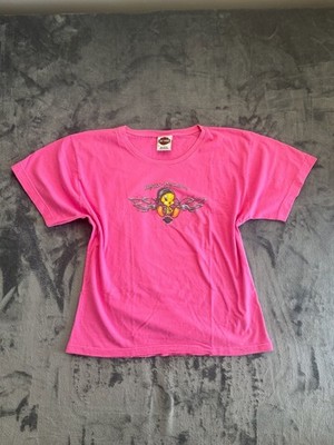 Vintage Harley-Davidson Tweety Bird Pink Graphic T-Shirt Chicago IL Size XL