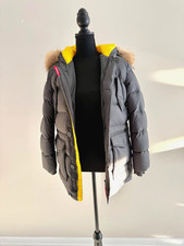 FREEDOMDAY Kid s Boy's Down Parka, Grey with Fur-Trim Hood, Size 12 years