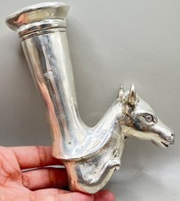 Ancient Roman silver Rhyton with cow Head  Rare Ritual Vessel Collectible