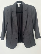 White House Black Market Gray Black Lined Single Breasted Blazer Size 4