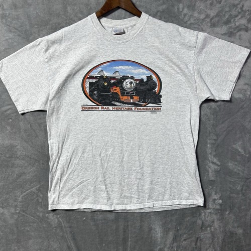 Oregon Rail Heritage Foundation Train T-Shirt Mens XL Gray Vintage Graphic Tee - Picture 2 of 9