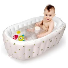 Inflatable Baby Bathtub with Built-in Air Pump, Newborn to Toddler Olive Bath