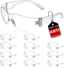 BISON LIFE Safety Glasses - Scratch Resistant 12 per box (1 box), Clear/Clear 