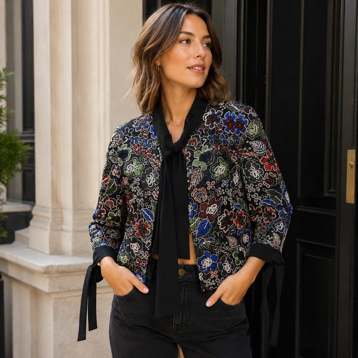 Zara Black Floral Coats, Jackets & Vests for Women for sale | eBay
