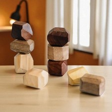 Upcycled Wood Stacking Stones  Set of 9
