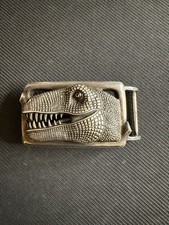 1998 B. Kieselstein Cord Sterling Silver 925 T-Rex Trex Belt Buckle, 4in Long