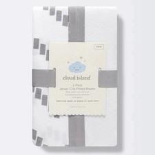 Cloud Island Fitted Cotton Jersey Crib Sheet - Gray Chevron and Solid White NEW
