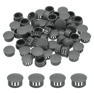 64Pcs 19mm Dark Grey Nylon Plastic Round Locking Hole Plugs Insert End Caps