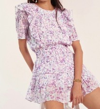 LoveShackFancy Purple Iris Floral Dress Natasha Ruffle Small Love Shack Fancy
