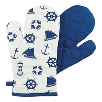 Ofenhandschuh - Maritim KüChe Aus Baumwolle 17 X 33 Cm Marineblau/Weiß Sea-Club