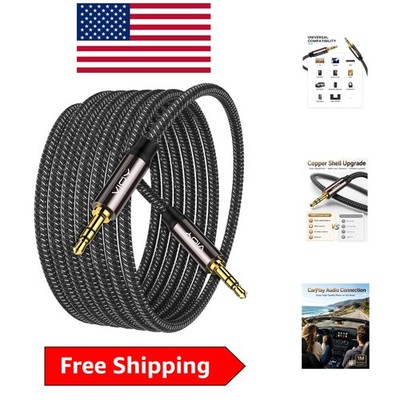 100 ft Hi-Fi 3.5 mm Male to Male AUX Cable - Braided for Durability & Sound