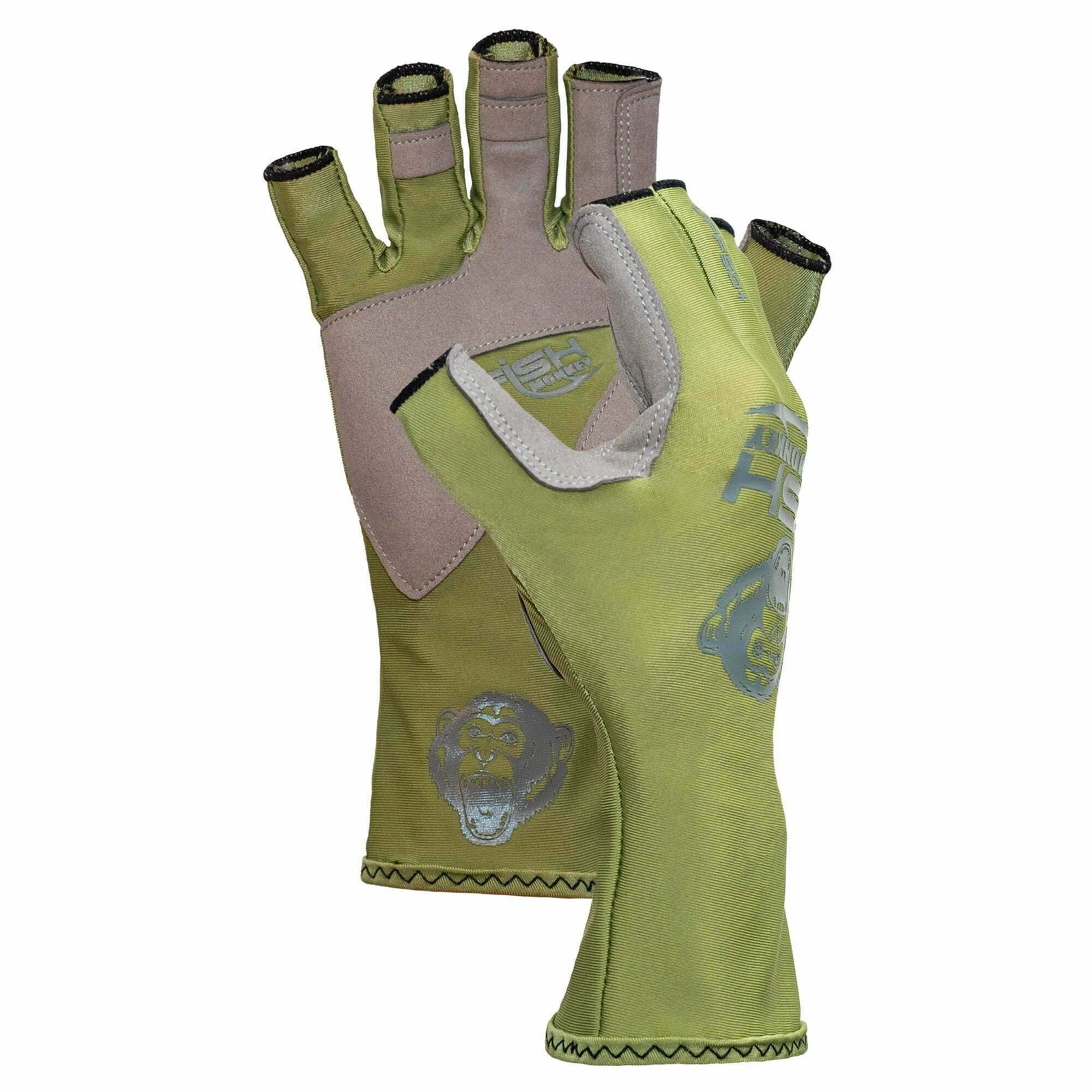 Fish Monkey FM11-SAGE-L Half Finger Guide Glove Sage- Large Large, sage