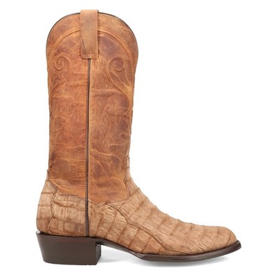 Dan Post Boots Makara Caiman Pull On Round Toe Cowboy  Mens Brown Dress Boots DP