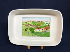 VILLEROY & BOCH "NAIF DESIGN" Large LASAGNA TRAY 14 3/4" Village Scene Horses