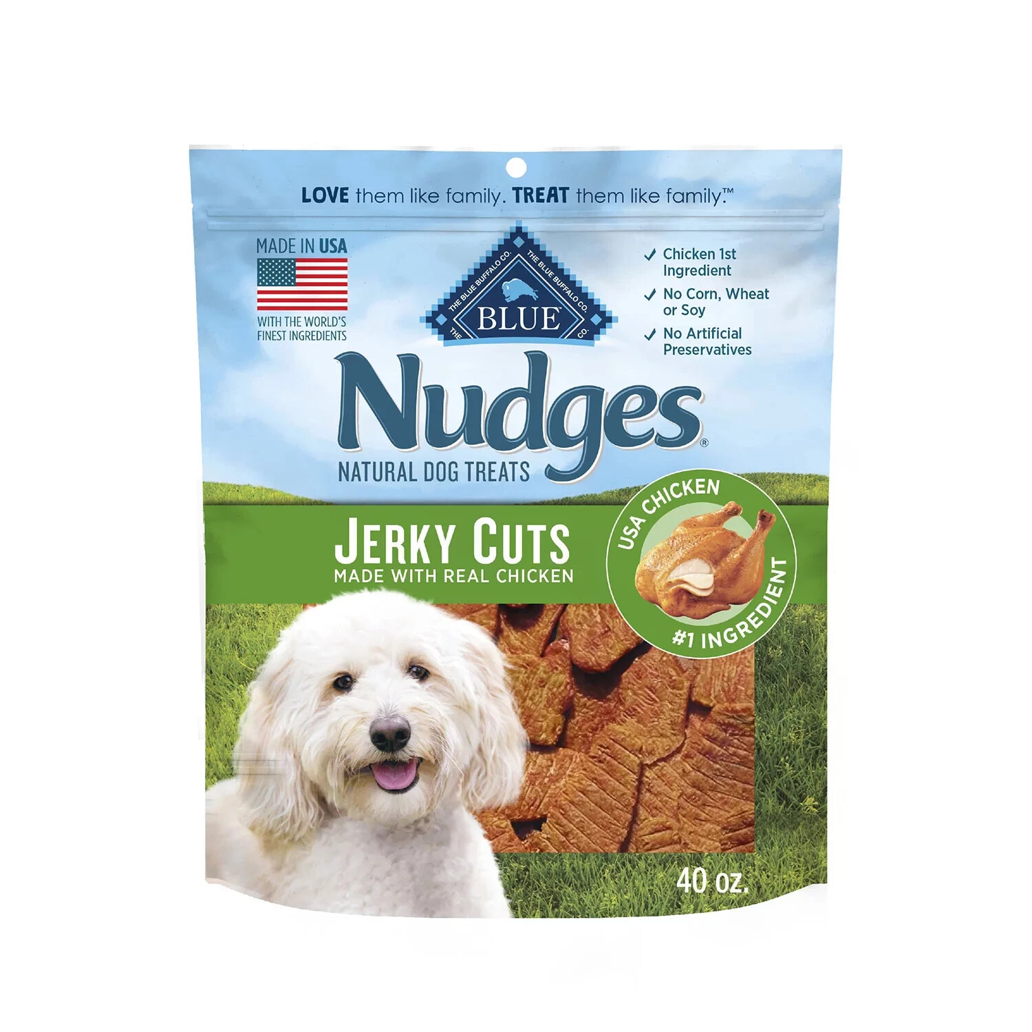 Blue Buffalo Nudges Natural Jerky Cut Dog Treats, Chicken Flavored (40 oz.)