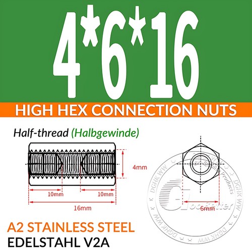 HIGH HEX CONNECTION NUTS HEXAGON CONNECTOR ROD BAR STUD LONG NUT M2 M3 M4 - M24 - Picture 75 of 197