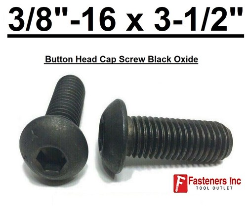 3/8-16 x 3-1/2" Button Socket Head Cap Screws Allen Hex Drive Black Oxide Alloy - Picture 2 of 3