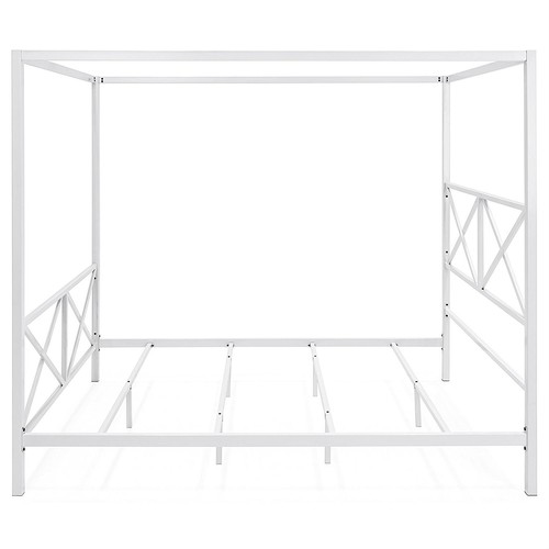 Quality Queen size Modern Canopy Bed Frame in White Metal Finish FREE SHIPPING - Picture 3 of 3