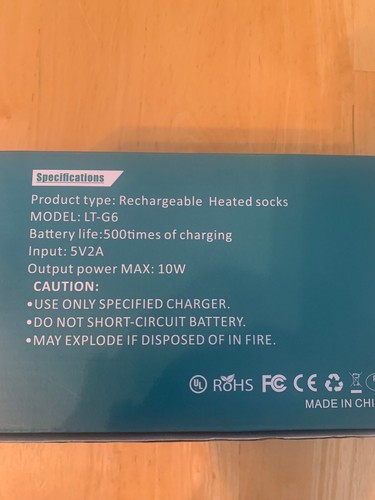 Electric Heated Socks Rechargeable Battery Winter Thermal Warm Skiing Hunting - Picture 3 of 4