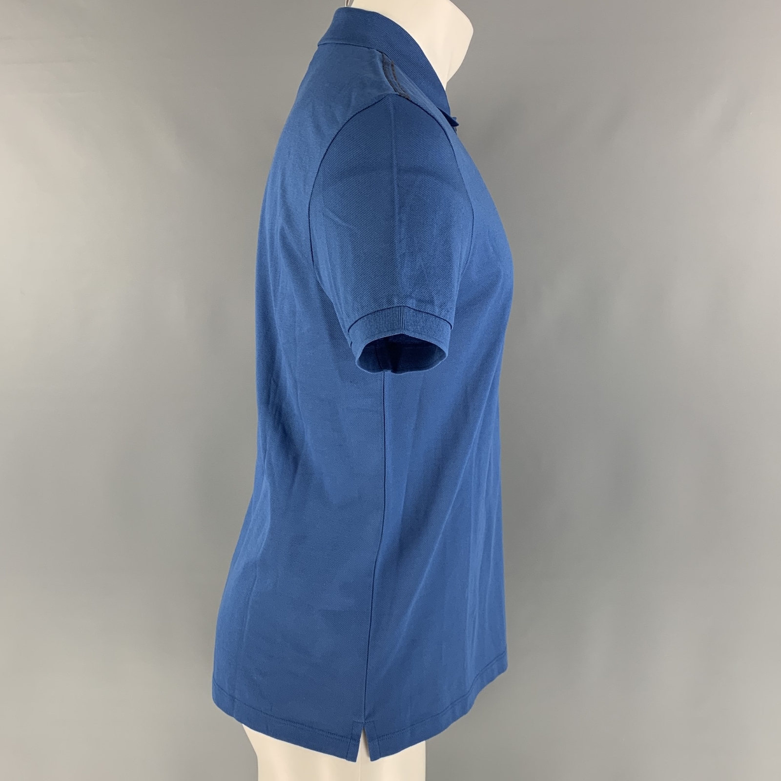 LANVIN Size M Blue Solid Cotton Buttoned Polo Shi… - image 2