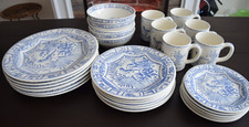 Vintage GIEN France Blue Flowers & Birds OISE...