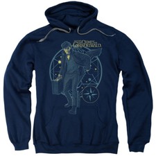 Fantastic Beasts 2 Sudadera con Capucha Newt Holding Maleta Azul Marino Sudadera con Capucha