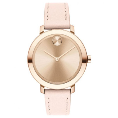 MOVADO BOLD 3600889 EVOLUTION ROSE GOLD BLUSH PINK LEATHER STRAP WOMENS WATCH