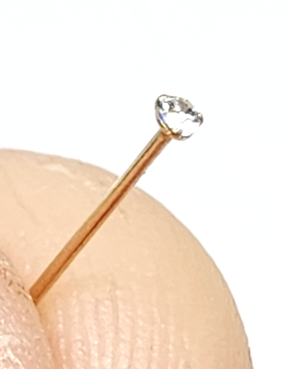 Borchia Naso Oro 9 Ct 9 Carati Oro 2,0 Mm Zirconi Taglio Quadrato