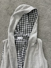 Ces Femme Womens Sz L Light Gary Jacket Vest Sleeveless Sweater W. Hood - Nice!