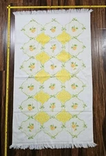 Vtg 70s Lady Pepperell Bath Towel Yellow Floral Cottage Granny Core Set 2 Fringe