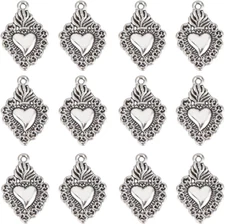 1 BOX 80PCS Sacred Heart Charms Milagros Heart Charms Mexican Cute Alloy Metal A