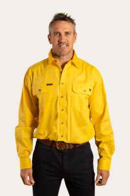 Ringers Western King River Mens Full Button Work Shirt 2XL - Lemon - New