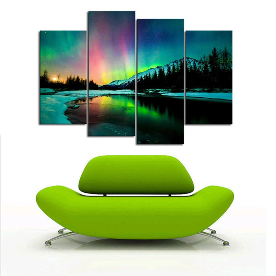 Многофункциональный панельный принт Aurora Borealis озеро северное сияние холст настенное искусство 5 шт. - Изображение 3 из 4