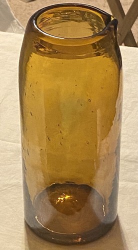 Vintage handgeblasenes Bernsteinglas Handlos Bubble Art Glas Krug Krug 9 Zoll T mal 4 Zoll - Bild 9 von 10