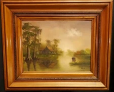 Oil Painting Water Landscape Unidentified Artist Signed 1981 20"x24"
