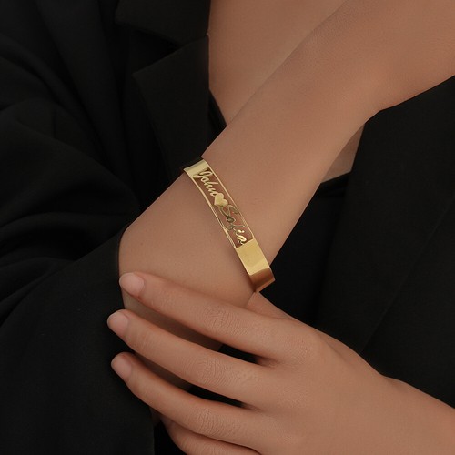DIY Personalized Custom Name Engraved Stainless Steel Cuff Bangle Bracelet - Picture 3 of 20