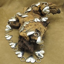 Vintage Sterling Silver Heart Concho Belt