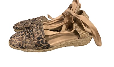 Stuart Weitzman women's leopard Animal Print Tie Up espadrilles size 9.5