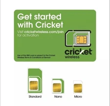 New Cricket Wireless Universal SIM Card - Fits All Phones!
