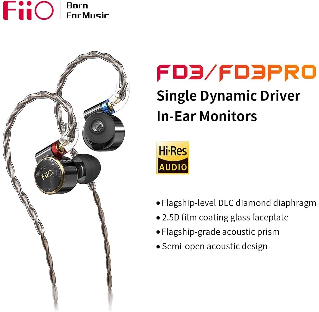 FiiO FD3 PRO Earphones Hi-Res 1DD In-Ear Monitors DLC Diamond