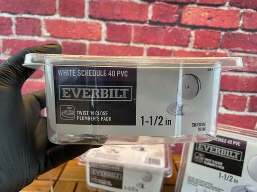 NEW 3 Pack EVERBILT TWIST 'N CLOSE PLUMBERS PACK 1-1/2" White PVC Chrome 224 587 - Picture 12 of 16