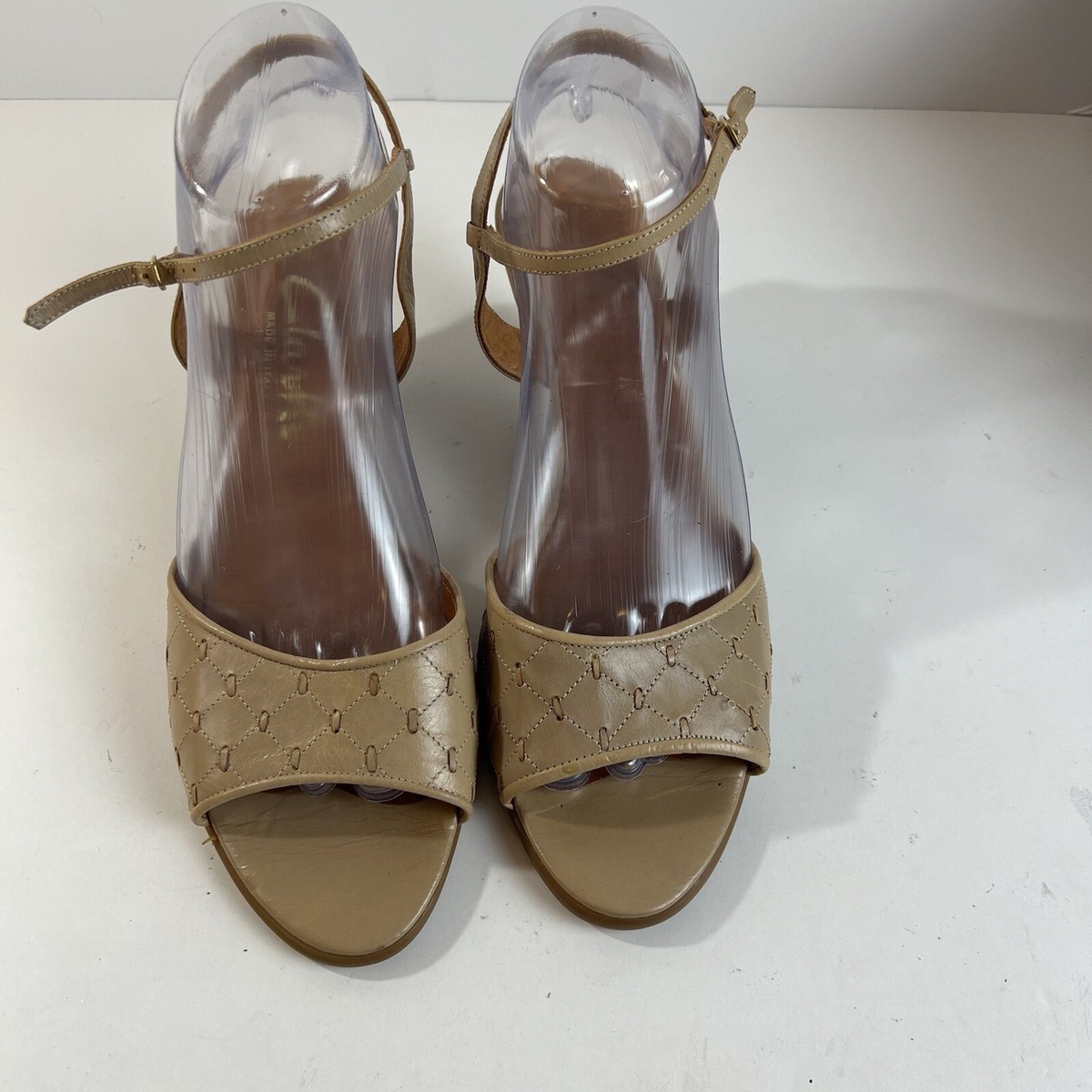 Clarks Sandals Womens Size Made In Italy Brown Leather Ankle