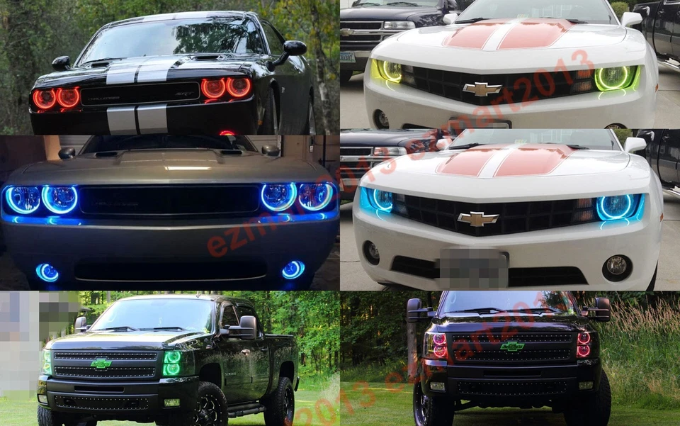 RGB halo ring for Chevrolet Silverado 07-14 LED angel eye Flash DRL lamp U style - Image 3 of 4